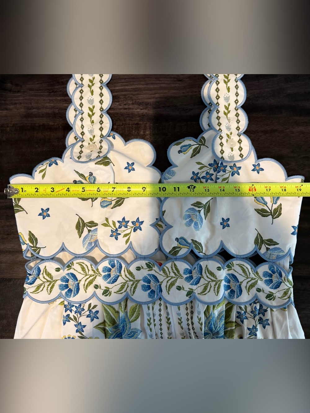 FARM Rio White Midi Dress with Blue & Green Floral Embroidery - Picture 8 of 8